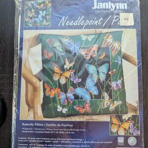 Crewel Needlepoint Vintage Janlynn Butterfly Pillow Kit Sealed Brand New